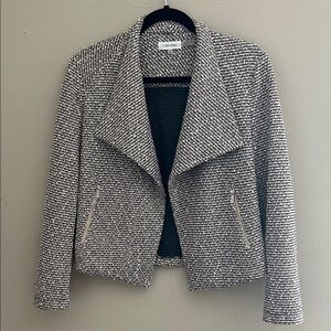 Calvin Klein Taupe/Blush Black & White Tweed Blazer Jacket